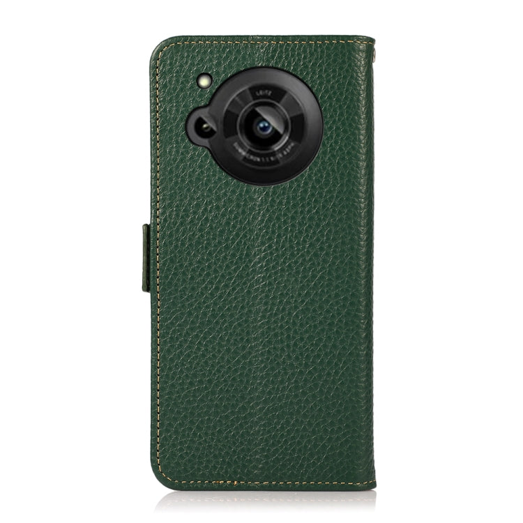 For Sharp Aquos R7 KHAZNEH Side-Magnetic Litchi Genuine Leather RFID Phone Case(Green) - More Brand by buy2fix | Online Shopping UK | buy2fix