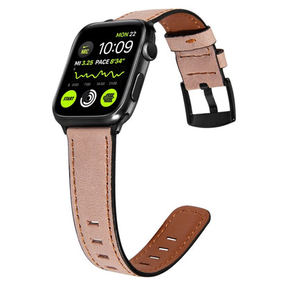 Retro Leather Watch Band For Apple Watch Series 9&8&7 41mm / SE 3&SE 2&6&SE&5&4 40mm / 3&2&1 38mm(Pink) - Watch Bands by buy2fix | Online Shopping UK | buy2fix