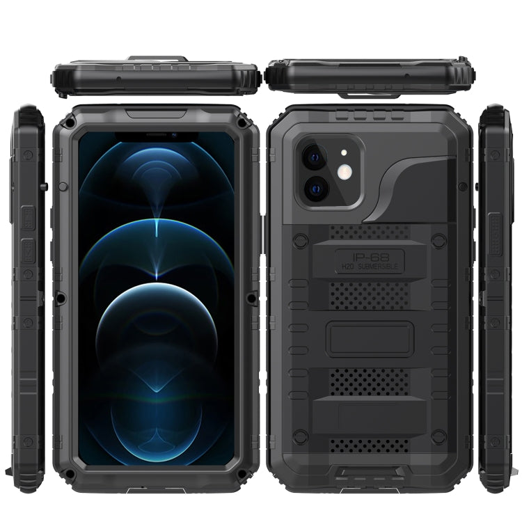 For iPhone 12 Metal + Silicone Phone Case with Screen Protector(Black) - iPhone 12 / 12 Pro Cases by buy2fix | Online Shopping UK | buy2fix