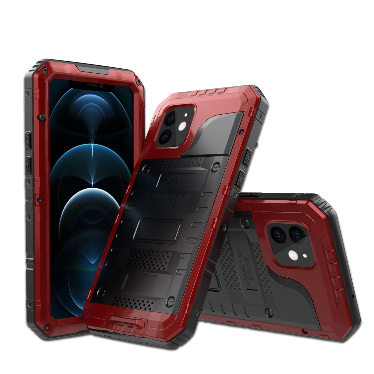 For iPhone 12 Metal + Silicone Phone Case with Screen Protector(Red) - iPhone 12 / 12 Pro Cases by buy2fix | Online Shopping UK | buy2fix