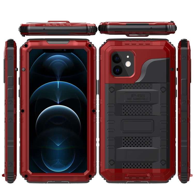 For iPhone 12 Metal + Silicone Phone Case with Screen Protector(Red) - iPhone 12 / 12 Pro Cases by buy2fix | Online Shopping UK | buy2fix