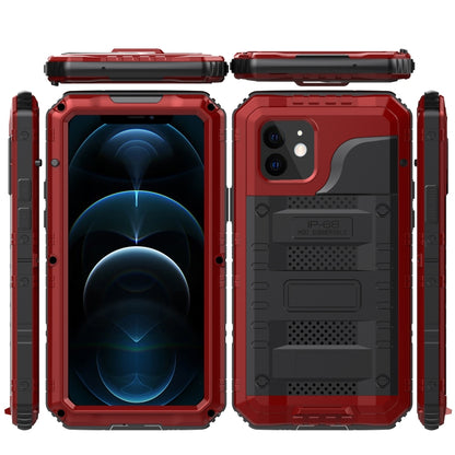 For iPhone 12 Metal + Silicone Phone Case with Screen Protector(Red) - iPhone 12 / 12 Pro Cases by buy2fix | Online Shopping UK | buy2fix