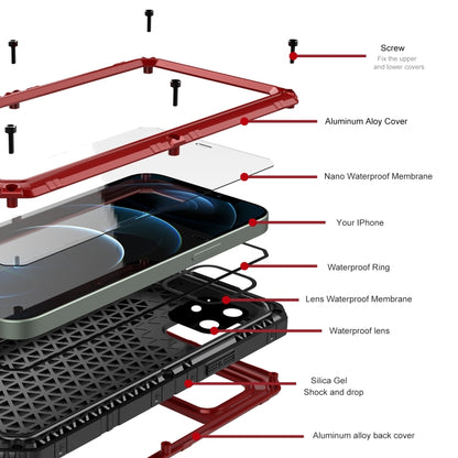 For iPhone 12 Metal + Silicone Phone Case with Screen Protector(Red) - iPhone 12 / 12 Pro Cases by buy2fix | Online Shopping UK | buy2fix