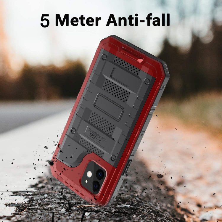 For iPhone 12 Metal + Silicone Phone Case with Screen Protector(Red) - iPhone 12 / 12 Pro Cases by buy2fix | Online Shopping UK | buy2fix