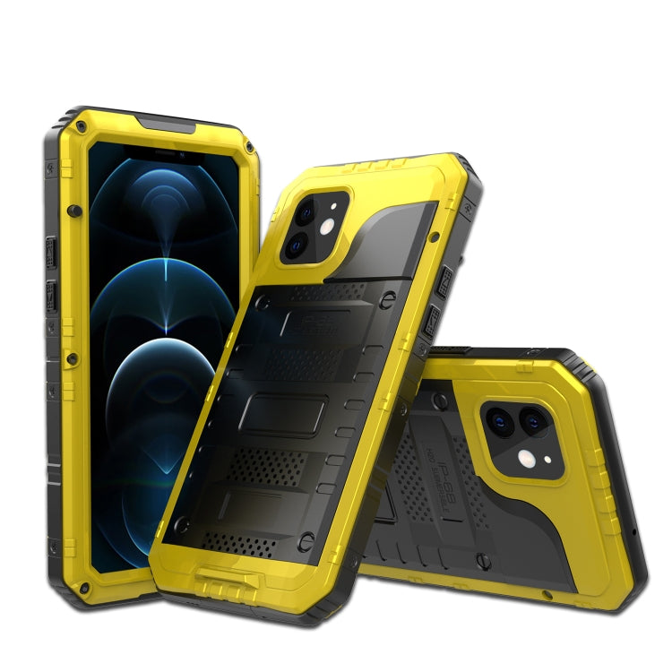 For iPhone 12 Metal + Silicone Phone Case with Screen Protector(Yellow) - iPhone 12 / 12 Pro Cases by buy2fix | Online Shopping UK | buy2fix