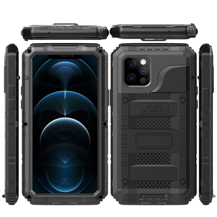 For iPhone 12 Pro Metal + Silicone Phone Case with Screen Protector(Black) - iPhone 12 / 12 Pro Cases by buy2fix | Online Shopping UK | buy2fix