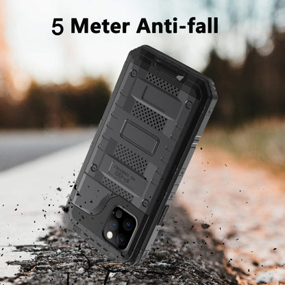 For iPhone 12 Pro Metal + Silicone Phone Case with Screen Protector(Black) - iPhone 12 / 12 Pro Cases by buy2fix | Online Shopping UK | buy2fix