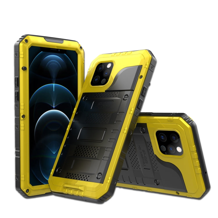 For iPhone 12 Pro Metal + Silicone Phone Case with Screen Protector(Yellow) - iPhone 12 / 12 Pro Cases by buy2fix | Online Shopping UK | buy2fix