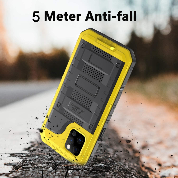 For iPhone 12 Pro Metal + Silicone Phone Case with Screen Protector(Yellow) - iPhone 12 / 12 Pro Cases by buy2fix | Online Shopping UK | buy2fix