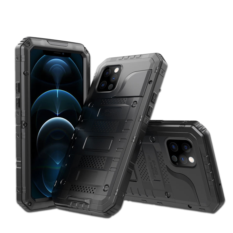 For iPhone 12 Pro Max Metal + Silicone Phone Case with Screen Protector(Black) - iPhone 12 Pro Max Cases by buy2fix | Online Shopping UK | buy2fix