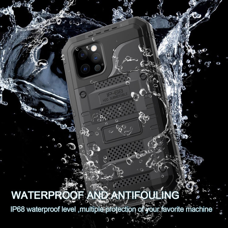 For iPhone 12 Pro Max Metal + Silicone Phone Case with Screen Protector(Black) - iPhone 12 Pro Max Cases by buy2fix | Online Shopping UK | buy2fix