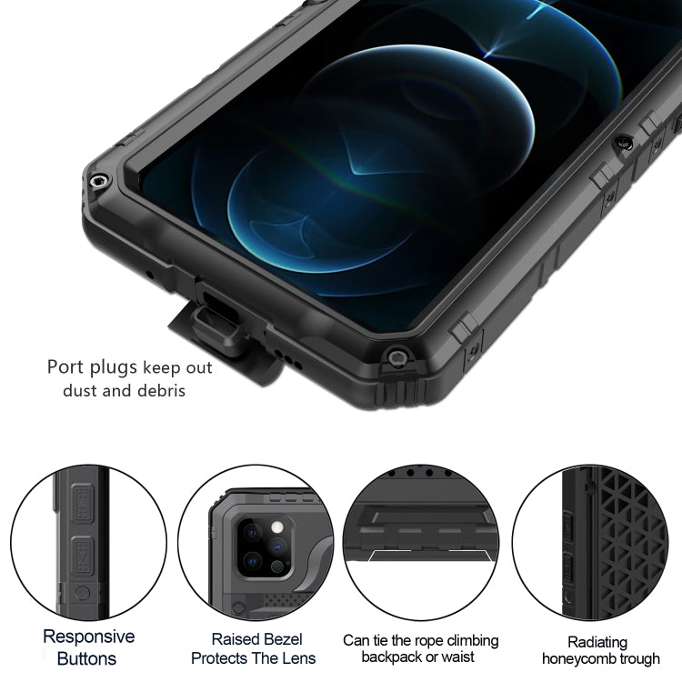For iPhone 12 Pro Max Metal + Silicone Phone Case with Screen Protector(Black) - iPhone 12 Pro Max Cases by buy2fix | Online Shopping UK | buy2fix
