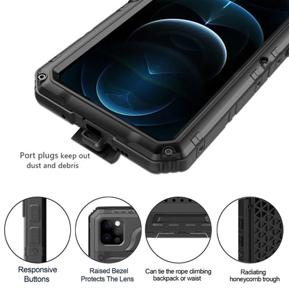 For iPhone 12 Pro Max Metal + Silicone Phone Case with Screen Protector(Black) - iPhone 12 Pro Max Cases by buy2fix | Online Shopping UK | buy2fix