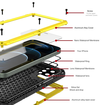 For iPhone 12 Pro Max Metal + Silicone Phone Case with Screen Protector(Yellow) - iPhone 12 Pro Max Cases by buy2fix | Online Shopping UK | buy2fix