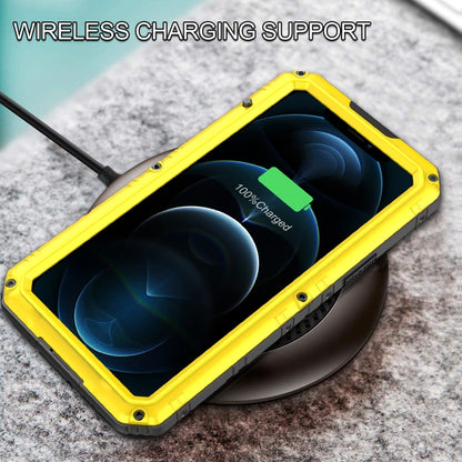 For iPhone 12 Pro Max Metal + Silicone Phone Case with Screen Protector(Yellow) - iPhone 12 Pro Max Cases by buy2fix | Online Shopping UK | buy2fix