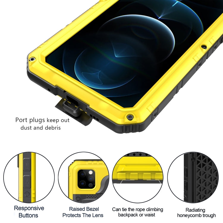 For iPhone 12 Pro Max Metal + Silicone Phone Case with Screen Protector(Yellow) - iPhone 12 Pro Max Cases by buy2fix | Online Shopping UK | buy2fix
