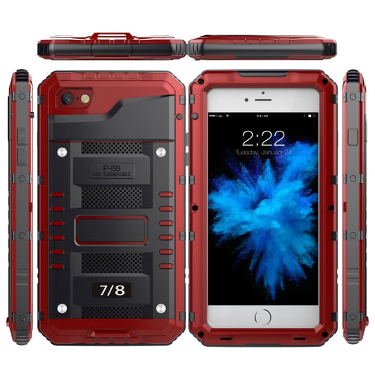 For iPhone SE 2022 / SE 2020 / 8 / 7 Metal + Silicone Phone Case with Screen Protector(Red) - iPhone SE 2022 / 2020 / 8 / 7 Cases by buy2fix | Online Shopping UK | buy2fix