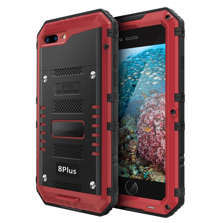 Metal + Silicone Phone Case with Screen Protector For iPhone 8 Plus / 7 Plus(Red) - More iPhone Cases by buy2fix | Online Shopping UK | buy2fix