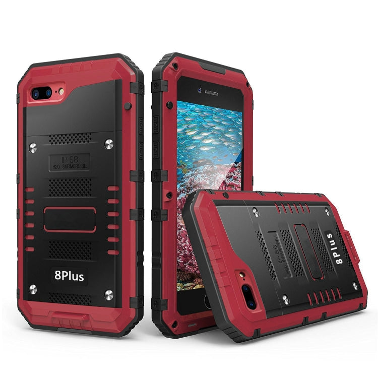 Metal + Silicone Phone Case with Screen Protector For iPhone 8 Plus / 7 Plus(Red) - More iPhone Cases by buy2fix | Online Shopping UK | buy2fix