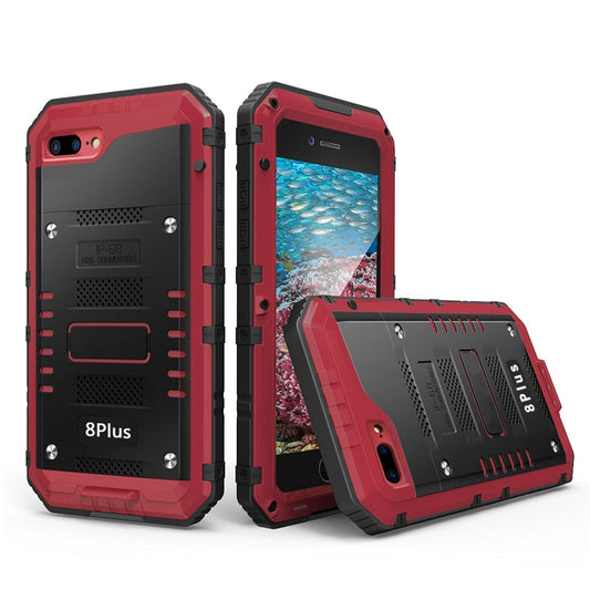 Metal + Silicone Phone Case with Screen Protector For iPhone 8 Plus / 7 Plus(Red) - More iPhone Cases by buy2fix | Online Shopping UK | buy2fix