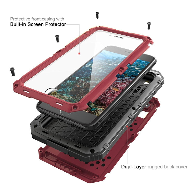 Metal + Silicone Phone Case with Screen Protector For iPhone 8 Plus / 7 Plus(Red) - More iPhone Cases by buy2fix | Online Shopping UK | buy2fix