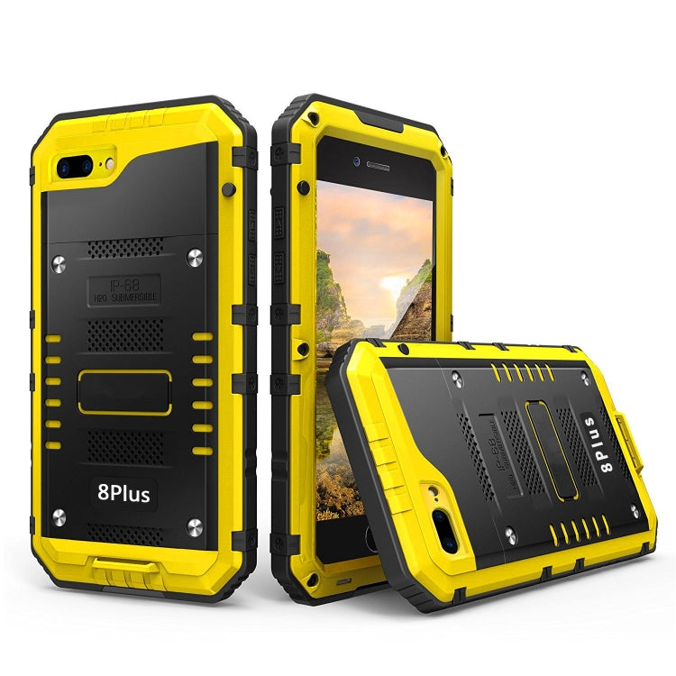 Metal + Silicone Phone Case with Screen Protector For iPhone 8 Plus / 7 Plus(Yellow) - More iPhone Cases by buy2fix | Online Shopping UK | buy2fix