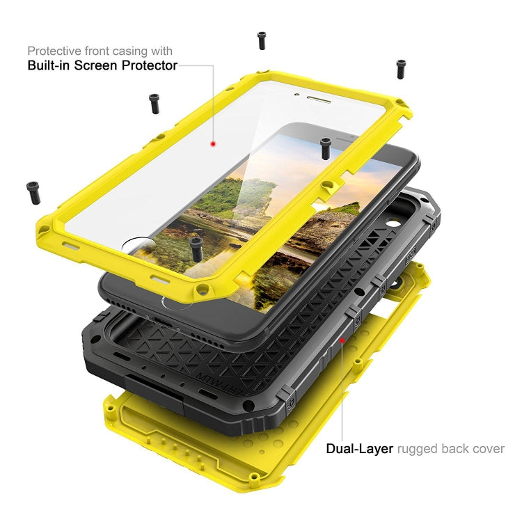 Metal + Silicone Phone Case with Screen Protector For iPhone 8 Plus / 7 Plus(Yellow) - More iPhone Cases by buy2fix | Online Shopping UK | buy2fix