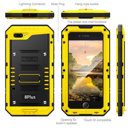 Metal + Silicone Phone Case with Screen Protector For iPhone 8 Plus / 7 Plus(Yellow) - More iPhone Cases by buy2fix | Online Shopping UK | buy2fix