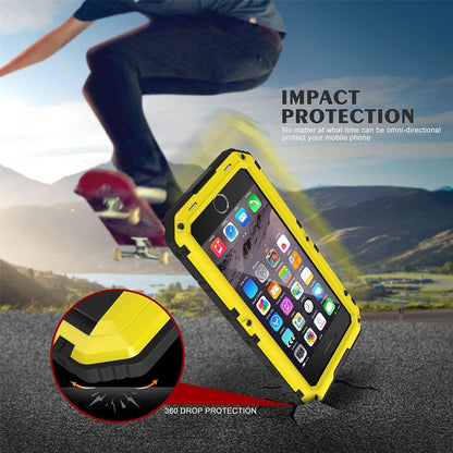 Metal + Silicone Phone Case with Screen Protector For iPhone 8 Plus / 7 Plus(Yellow) - More iPhone Cases by buy2fix | Online Shopping UK | buy2fix