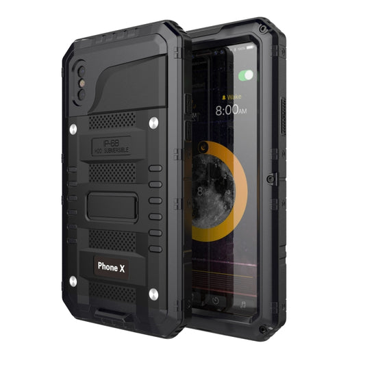 For iPhone X / XS Metal + Silicone Phone Case with Screen Protector(Black) - More iPhone Cases by buy2fix | Online Shopping UK | buy2fix