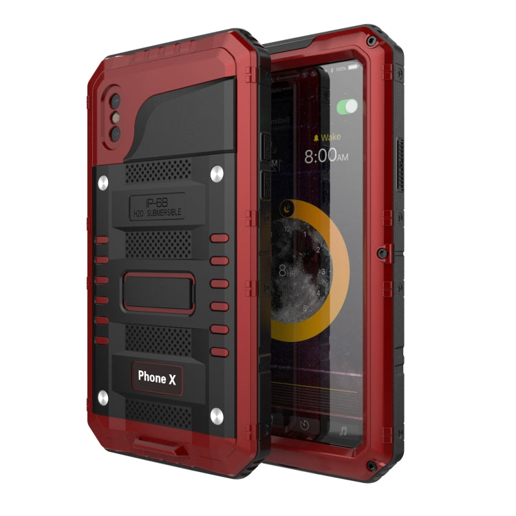 For iPhone X / XS Metal + Silicone Phone Case with Screen Protector(Red) - More iPhone Cases by buy2fix | Online Shopping UK | buy2fix