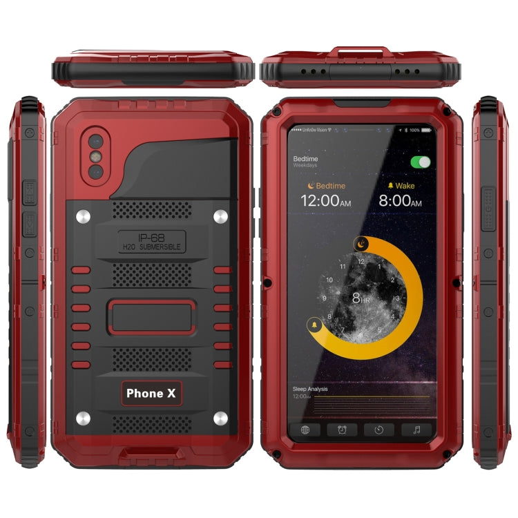 For iPhone X / XS Metal + Silicone Phone Case with Screen Protector(Red) - More iPhone Cases by buy2fix | Online Shopping UK | buy2fix