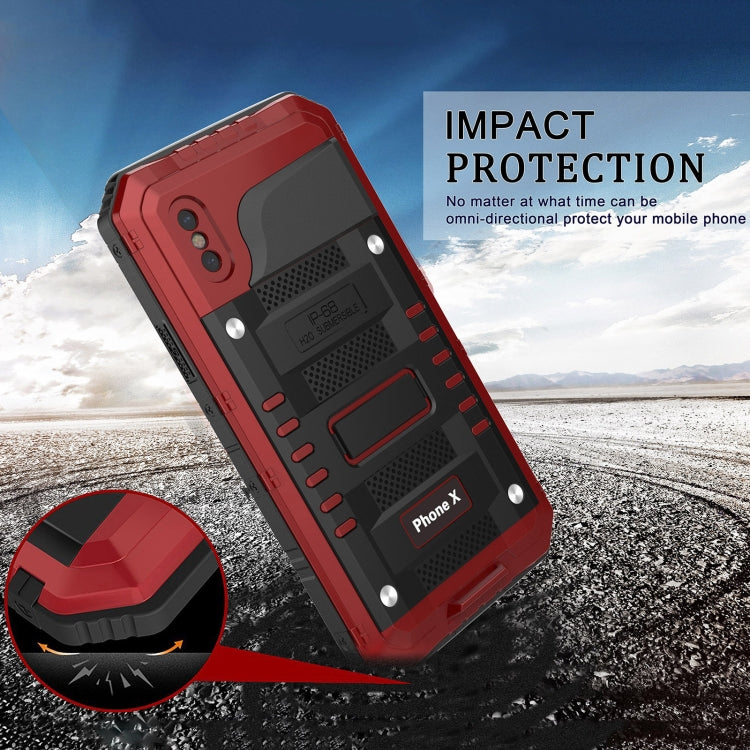 For iPhone X / XS Metal + Silicone Phone Case with Screen Protector(Red) - More iPhone Cases by buy2fix | Online Shopping UK | buy2fix