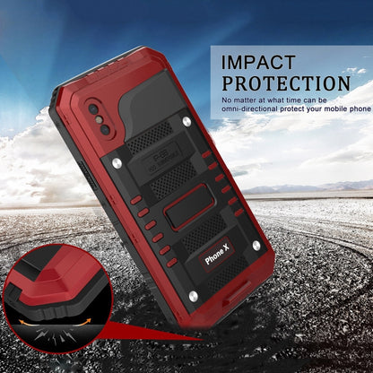 For iPhone X / XS Metal + Silicone Phone Case with Screen Protector(Red) - More iPhone Cases by buy2fix | Online Shopping UK | buy2fix