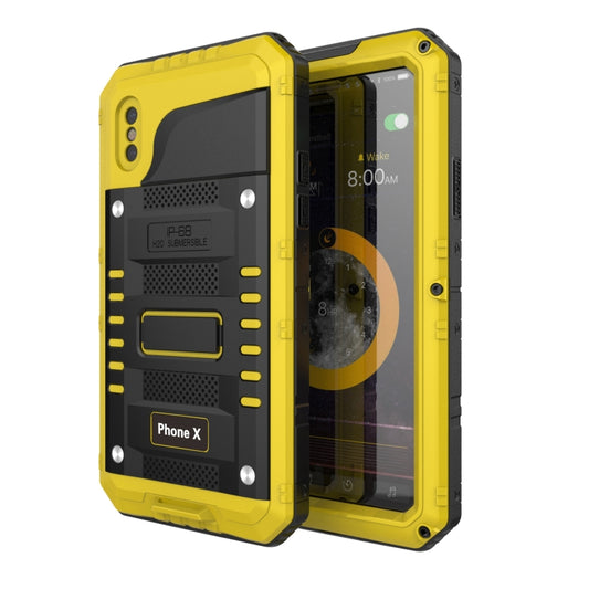 For iPhone X / XS Metal + Silicone Phone Case with Screen Protector(Yellow) - More iPhone Cases by buy2fix | Online Shopping UK | buy2fix