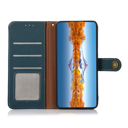 For Motorola Moto G 2022 5G KHAZNEH Custer Genuine Leather RFID Phone Case(Green) - Motorola Cases by buy2fix | Online Shopping UK | buy2fix