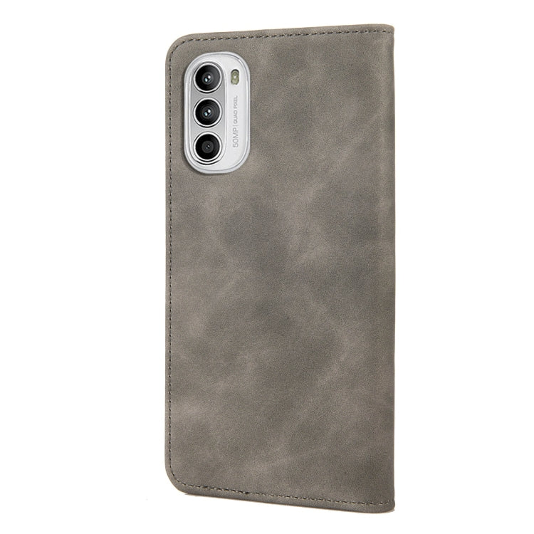 For Motorola Moto G52 Skin Feel Splicing Leather Phone Case(Grey) - Motorola Cases by buy2fix | Online Shopping UK | buy2fix