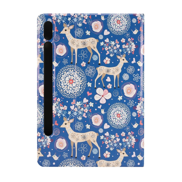 For Samsung Galaxy Tab S8 / Tab S7 Painted Voltage Pen Slot Tablet Smart Case(Blue Elk) by buy2fix