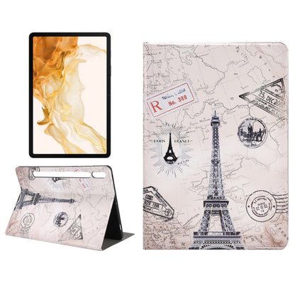 For Samsung Galaxy Tab S8 / Tab S7 Painted Voltage Pen Slot Tablet Smart Case(Eiffel Tower) by buy2fix