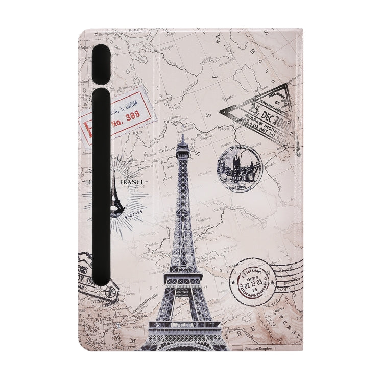 For Samsung Galaxy Tab S8 / Tab S7 Painted Voltage Pen Slot Tablet Smart Case(Eiffel Tower) by buy2fix