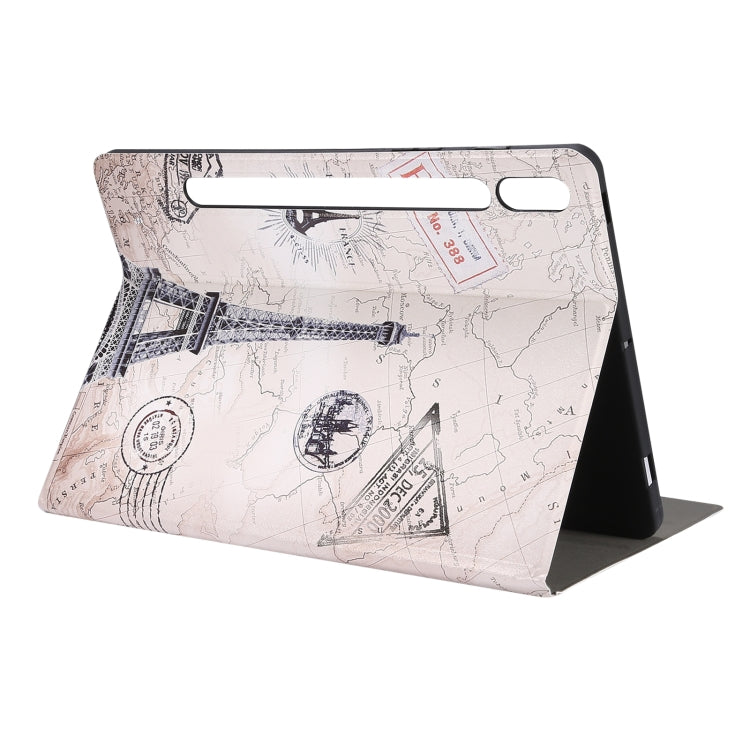 For Samsung Galaxy Tab S8 / Tab S7 Painted Voltage Pen Slot Tablet Smart Case(Eiffel Tower) by buy2fix