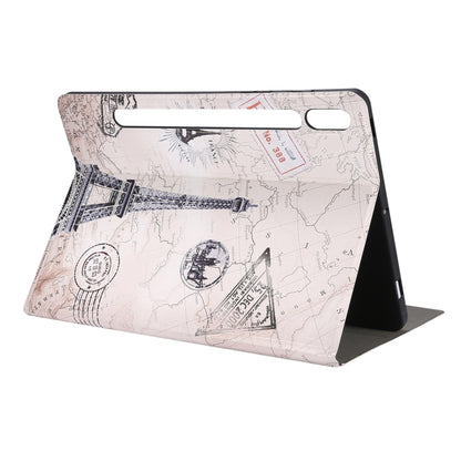 For Samsung Galaxy Tab S8 / Tab S7 Painted Voltage Pen Slot Tablet Smart Case(Eiffel Tower) by buy2fix