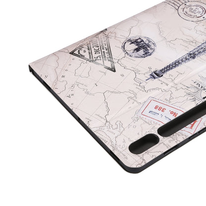 For Samsung Galaxy Tab S8 / Tab S7 Painted Voltage Pen Slot Tablet Smart Case(Eiffel Tower) by buy2fix