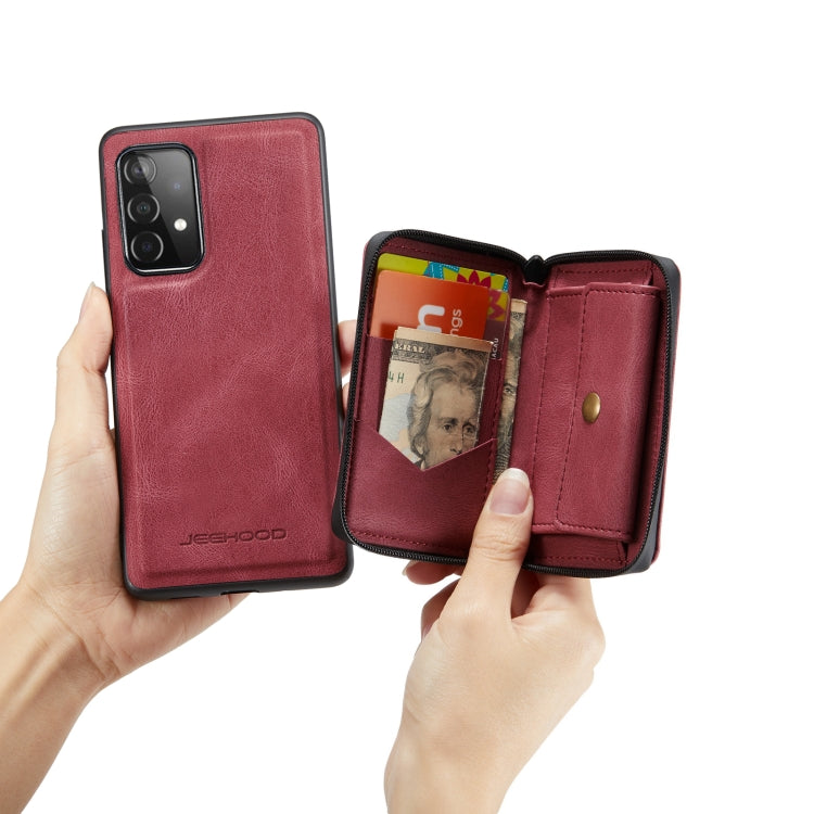 For Samsung Galaxy A33 5G JEEHOOD Magnetic Zipper Horizontal Flip Phone Leather Case(Red) - Galaxy Phone Cases by JEEHOOD | Online Shopping UK | buy2fix