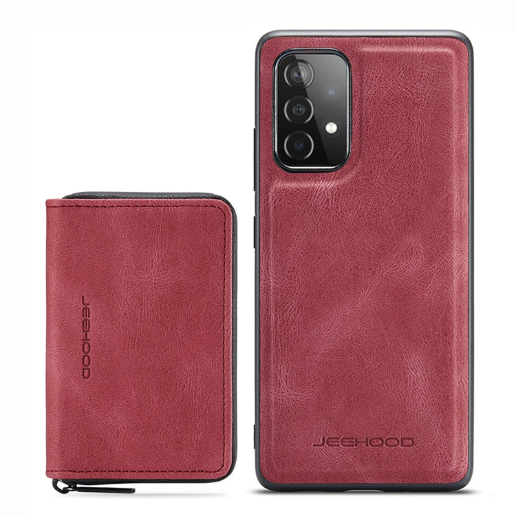 For Samsung Galaxy A33 5G JEEHOOD Magnetic Zipper Horizontal Flip Phone Leather Case(Red) - Galaxy Phone Cases by JEEHOOD | Online Shopping UK | buy2fix