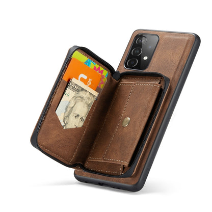 For Samsung Galaxy A33 5G JEEHOOD Magnetic Zipper Horizontal Flip Phone Leather Case(Brown) - Galaxy Phone Cases by JEEHOOD | Online Shopping UK | buy2fix