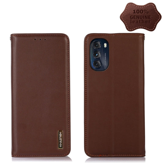 For Motorola Moto G 2022 5G KHAZNEH Nappa Top Layer Cowhide Leather Phone Case(Brown) - Motorola Cases by buy2fix | Online Shopping UK | buy2fix