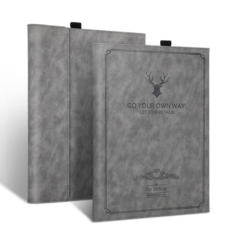 For Microsoft Surface Go 3 / 2 / 1 Deer Head Pattern Tablet Leather Case(Grey) by buy2fix
