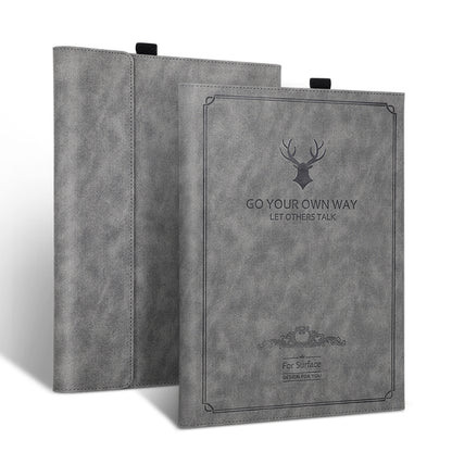 For Microsoft Surface Go 3 / 2 / 1 Deer Head Pattern Tablet Leather Case(Grey) by buy2fix
