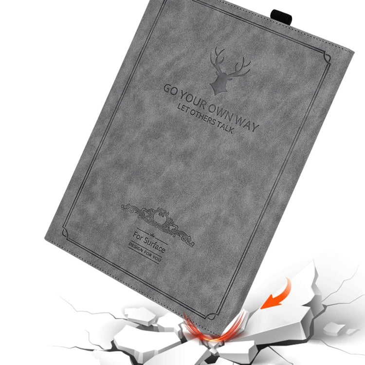 For MicroSoft Surface Pro 8 Deer Head Pattern Tablet Leather Case(Grey) by buy2fix
